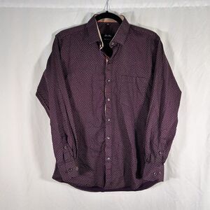 John Morris Shirt Boy's large Burgundy Button Up Long Sleeve 100% Cotton